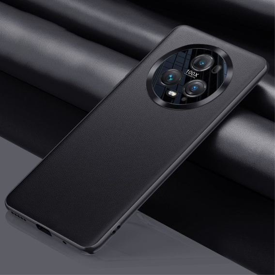 Leather case for Honor Magic 5 Pro, leather hybrid, black