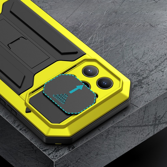 Case for iPhone 13 Pro, R-JUST CamShield Slide, armoured, yellow / black