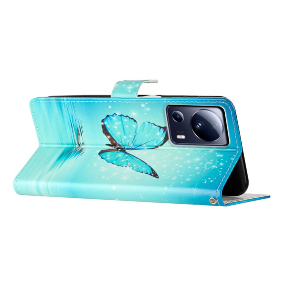 Flip case for Xiaomi 13 Lite, Wallet, butterfly, blue