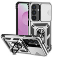 Armoured case with stand and lens cover for Samsung Galaxy S26, silver