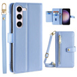 Flip case for Samsung Galaxy S23, Wallet Zipper Pocket, blue