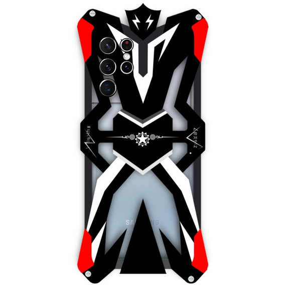 Armored case for Samsung Galaxy S22 Ultra 5G, Aluminum Alloy, black / red