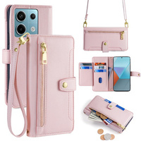 Flip case for Xiaomi Redmi Note 13 Pro 5G, Wallet Zipper Pocket, pink