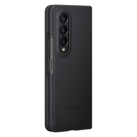 The original Samsung Case for Galaxy Z Fold 4, Leather Flip Cover, black