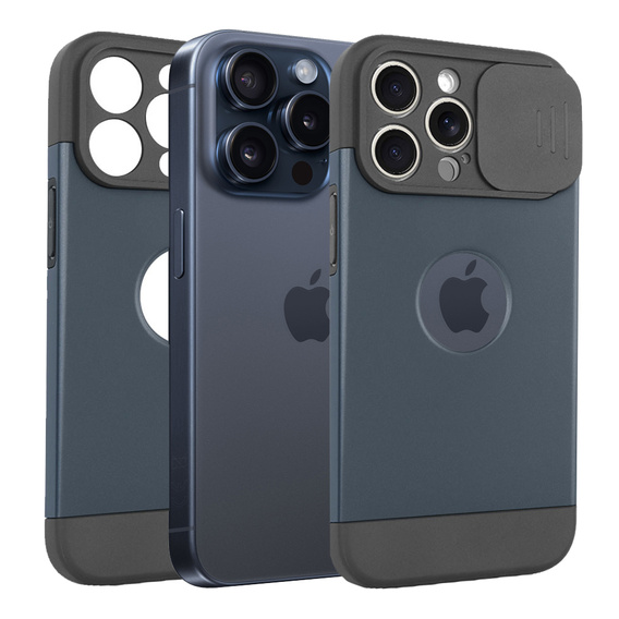 Case for iPhone 15 Pro Max, ERBORD MagProtect Slide Camera, titanium blue