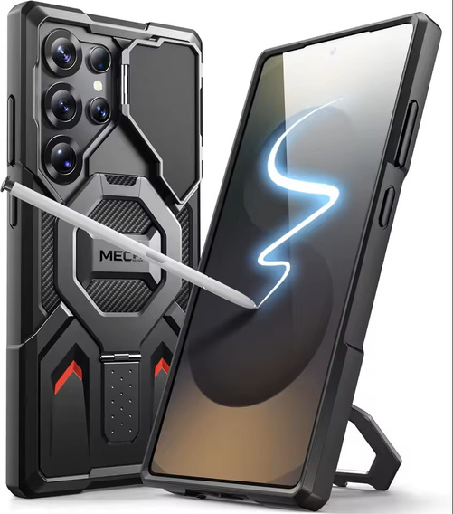 Case for Samsung Galaxy S25 Ultra, Tongate MECH MagSafe Series, Black + 9H Tempered Glass