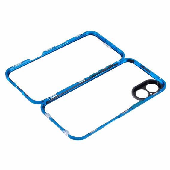 Case for iPhone 16, Magnetic Dual Glass, blue