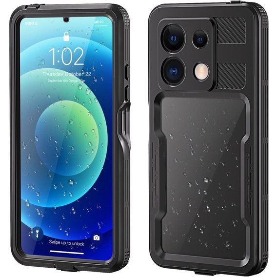 IP68 Waterproof Case for Xiaomi Redmi Note 13 5G, Redpepper, black
