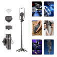 Selfie Stick Aluminium with tripod function and Bluetooth remote control, for smartphones