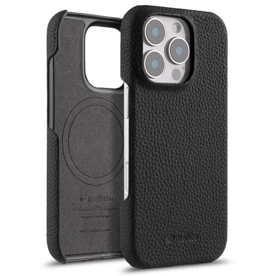 MELKCO case for iPhone 16 Pro, leather, black