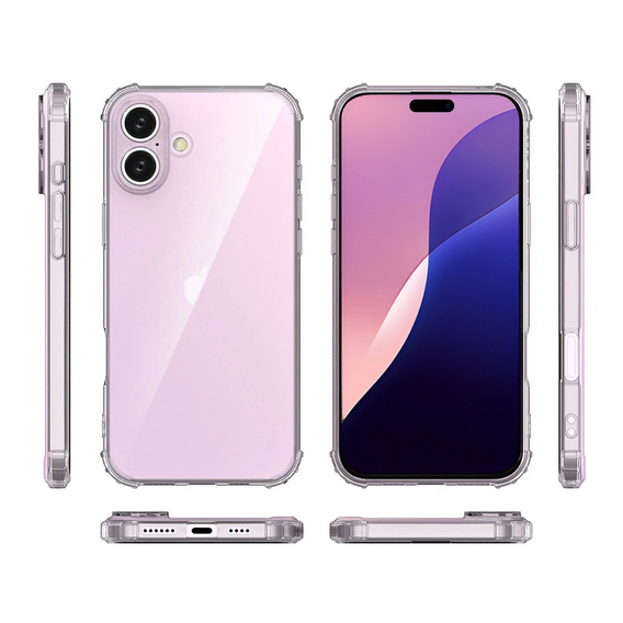 Case for iPhone 16 Plus, Erbord Dropproof, transparent + Glass