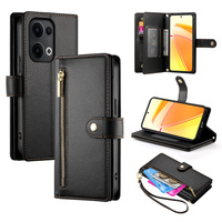 Flip case for Oppo Reno 13 5G, Wallet Zipper Pocket, black
