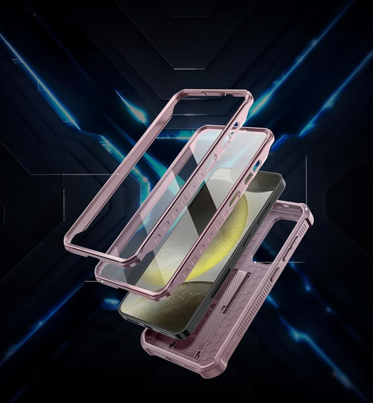 Armored case for Samsung Galaxy S24, Dexnor Full Body (Two Frames), pink