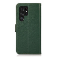 KHAZNEH RFID case for Samsung Galaxy S23 Ultra, Litchi Texture, green
