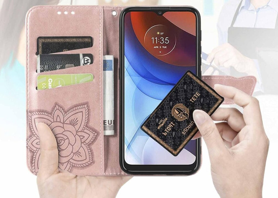 Flip case for Motorola Edge 50 Fusion 5G, Butterfly, pink rose gold