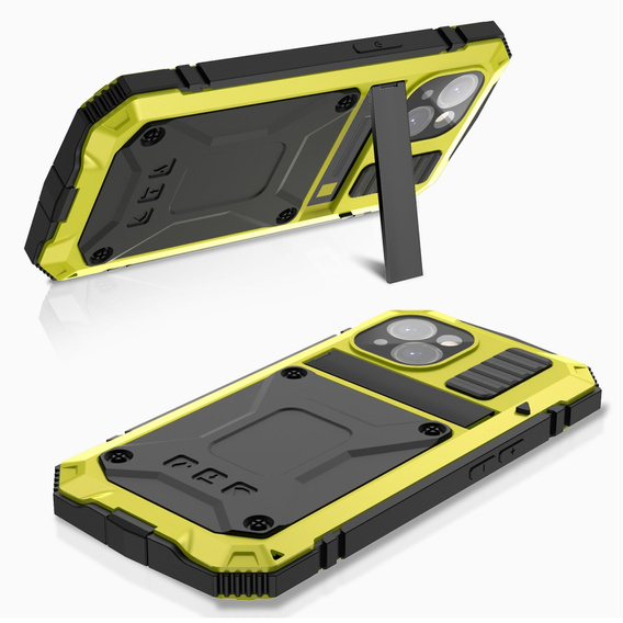 Case for iPhone 15, R-JUST, armoured, yellow / black