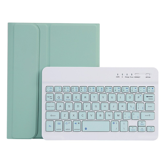 Case + keyboard Samsung Galaxy Tab A9, Leather Pen Slot, light green
