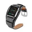 Leather Strap for Apple Watch 1/2/3/4/5/6/7/8/SE/Ultra 42/44/45/49mm, Black.