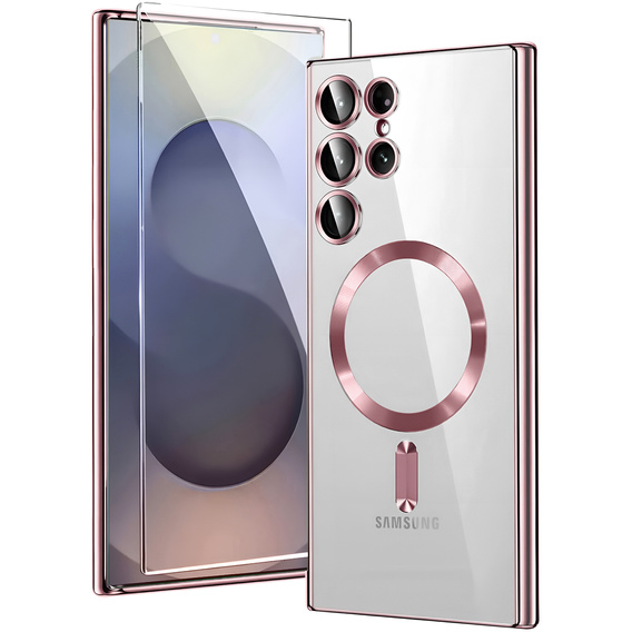 Case for Samsung Galaxy S25 Ultra, Electro MagSafe, pink rose gold + Screen Glass