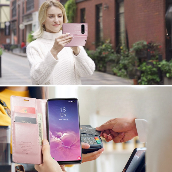 CASEME flip case for Samsung Galaxy S10+ Plus, Waxy Textupink, pink