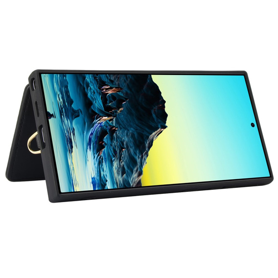 Case for Samsung Galaxy S25 Ultra, Leather Flower Card Slot, black