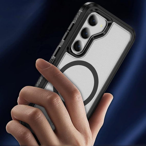 Case with frame for Samsung Galaxy S23 FE, for MagSafe, transparent / black