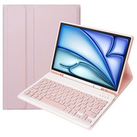 Case + keyboard Apple iPad Air 11" 6 gen. 2024, Leather Pen Slot, pink rose gold