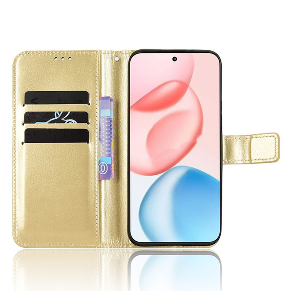 Flip case for Honor 400 5G, Crazy Horse Wallet, gold