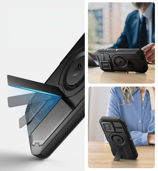 Armored case for iPhone 16 Pro, Dexnor CamProtect MagSafe, black (Two frames)