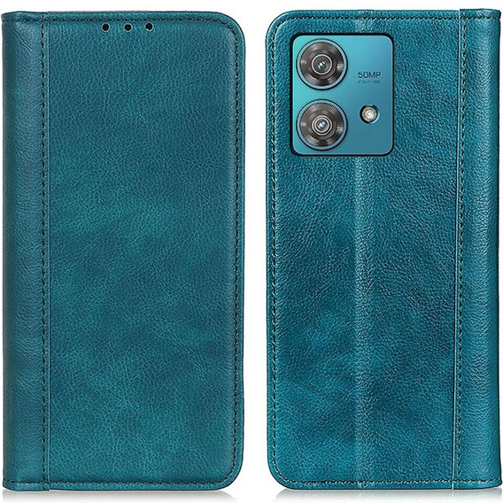 Case for Motorola Moto G84 5G, Wallet Litchi Leather, green