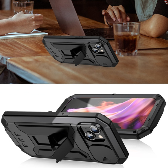 Case for iPhone 15 Plus, R-JUST CamShield Slide, armoured, black