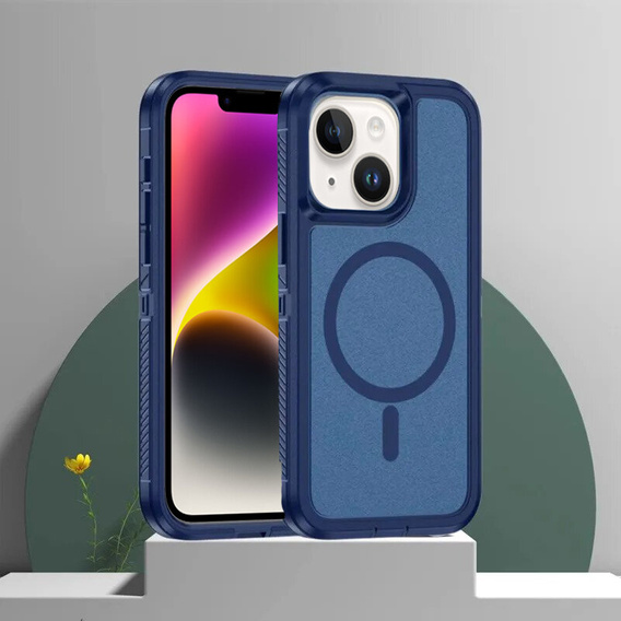 Case with frame for iPhone 13/14, for MagSafe, blue
