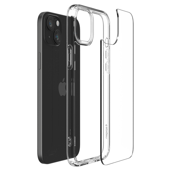 Spigen case for iPhone 15, Ultra Hybrid, transparent + 9H Tempered Glass