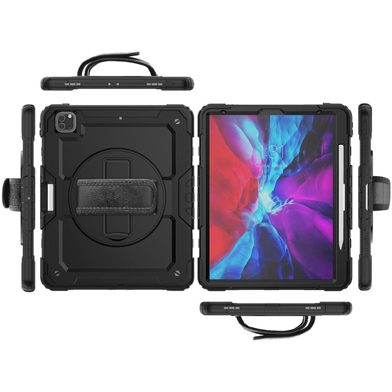 Armored Case for iPad Pro 12.9 2022 / 2021 / 2020 / 2018, protective 360 with stylus slot, black