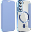 Flip case for Samsung Galaxy S22 5G, RFID Wallet MagSafe CamShield, blue