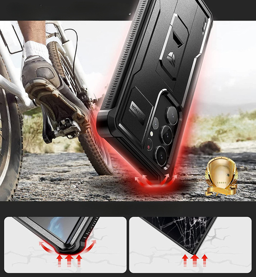 Armored case for Samsung Galaxy S23 Ultra, Dexnor Full Body (Two Frames), black