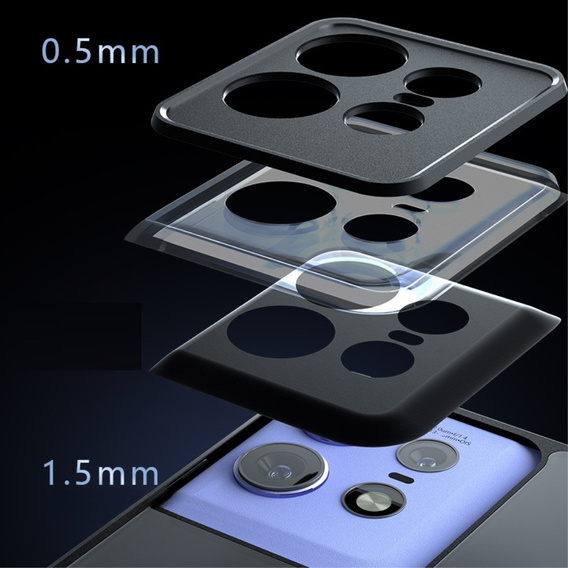 Case for Motorola Edge 50 Pro 5G, Fusion Hybrid, with camera protection, transparent / black