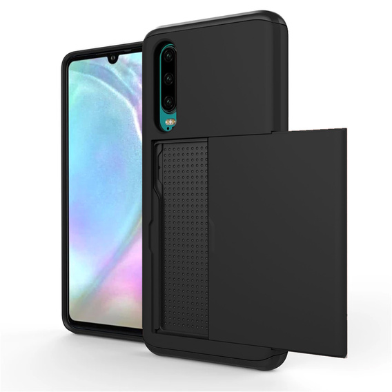 Case for Huawei P30, Sliding Card Holder, black