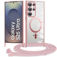 Case for Samsung Galaxy S25 Ultra, Electro MagSafe, pink + Lanyard