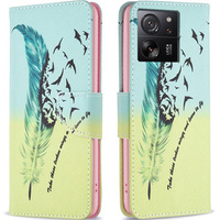Flip case for Xiaomi 13T / 13T Pro / Redmi K60 Ultra, Wallet, feather, blue