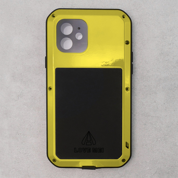 Love Mei Case for iPhone 12 Mini, armored with glass, yellow