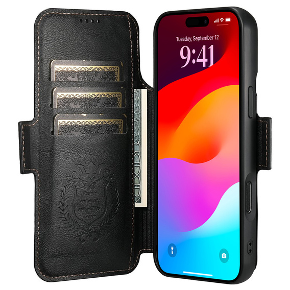 2-in-1 flip case for iPhone 17 Pro, SUTENI, for MagSafe, black