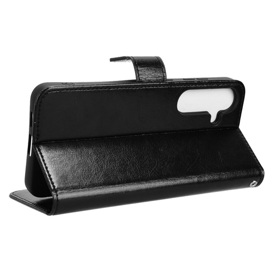 Flip case for Samsung Galaxy S25 FE, Crazy Horse Wallet, black