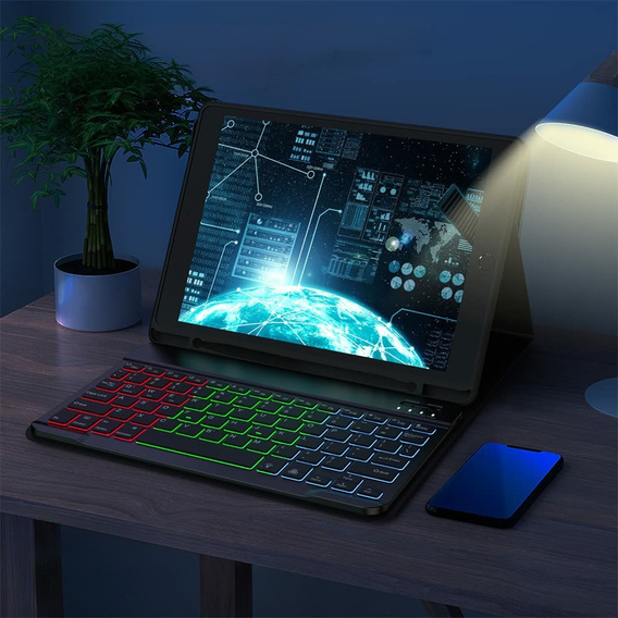 Case + keyboard Apple iPad Pro 11" 5 gen. 2024, Leather Pen Slot TouchPad, black