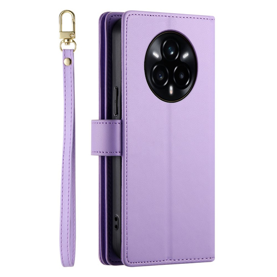 Flip case for Realme 14 Pro+ 5G, Wallet Zipper Pocket, purple
