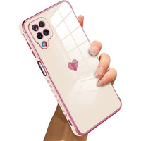 Case for Samsung Galaxy A12 / M12 / A12 2021, Electro heart, pink rose gold