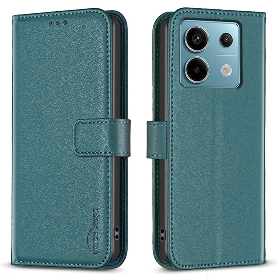 Flip case for Xiaomi Redmi Note 13 Pro 4G / Xiaomi Redmi Note 14S / Xiaomi Poco M6 Pro 4G, BINFEN Wallet, green