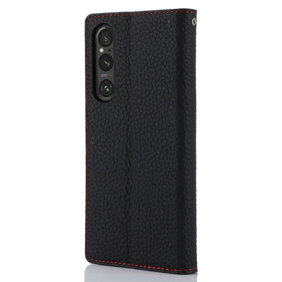 Flip case for Sony Xperia 1 V, Litchi Skin Grain, black