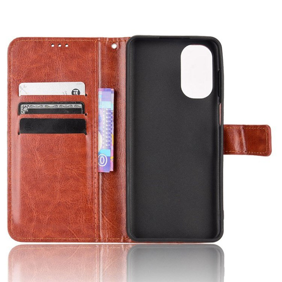 Flip case for Motorola Moto G62 5G, Crazy Horse Wallet, brown