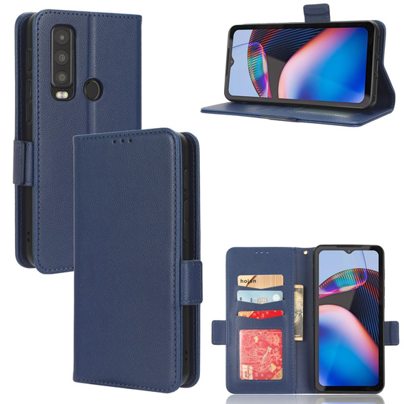 Flip case for Cat S75 5G, Wallet Litchi Magnet, dark blue